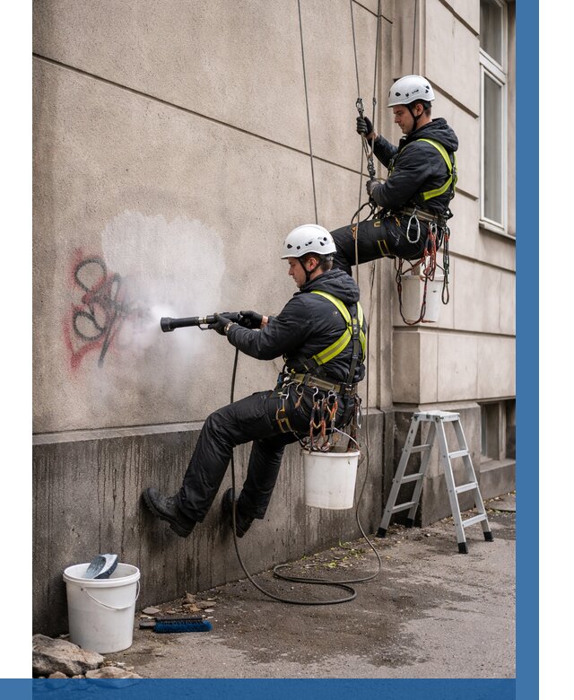 Удаление граффити с фасада в Находке от 4642 р. | ВЫСОТНИК-Нхд