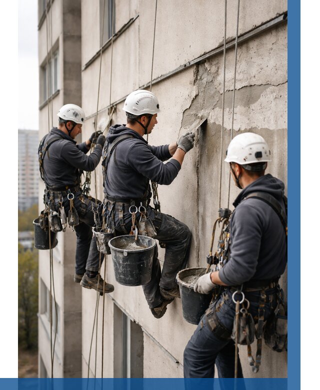 Ремонт бетонных элементов фасада в Находке от 2579 р. | ВЫСОТНИК-Нхд