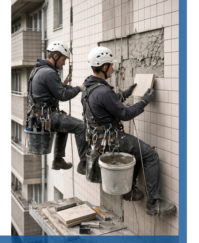 Ремонт облицовки фасада плиткой в Находке от 1857 р. | ВЫСОТНИК-Нхд