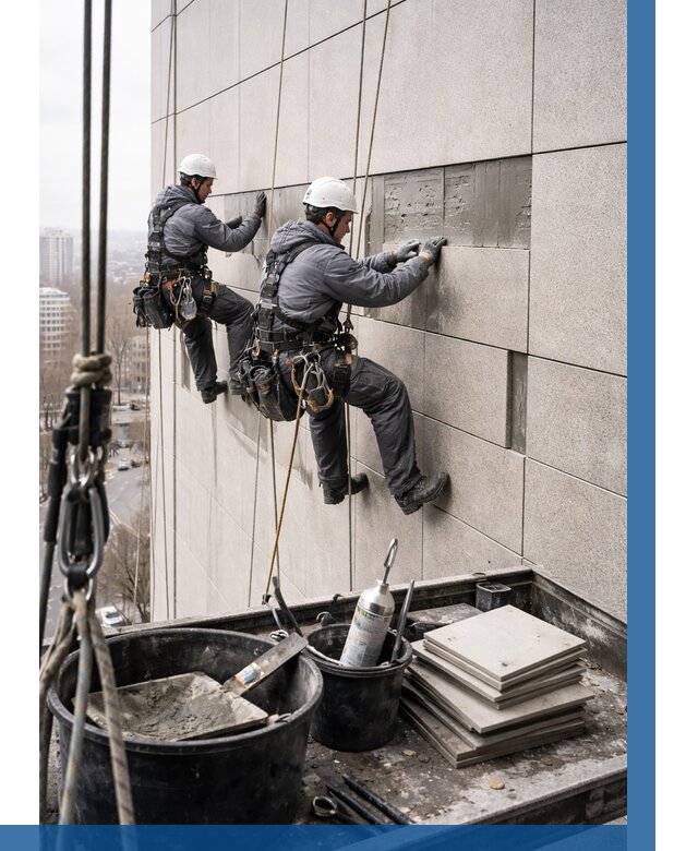 Ремонт фасада из керамогранита в Находке от 2579 р. | ВЫСОТНИК-Нхд