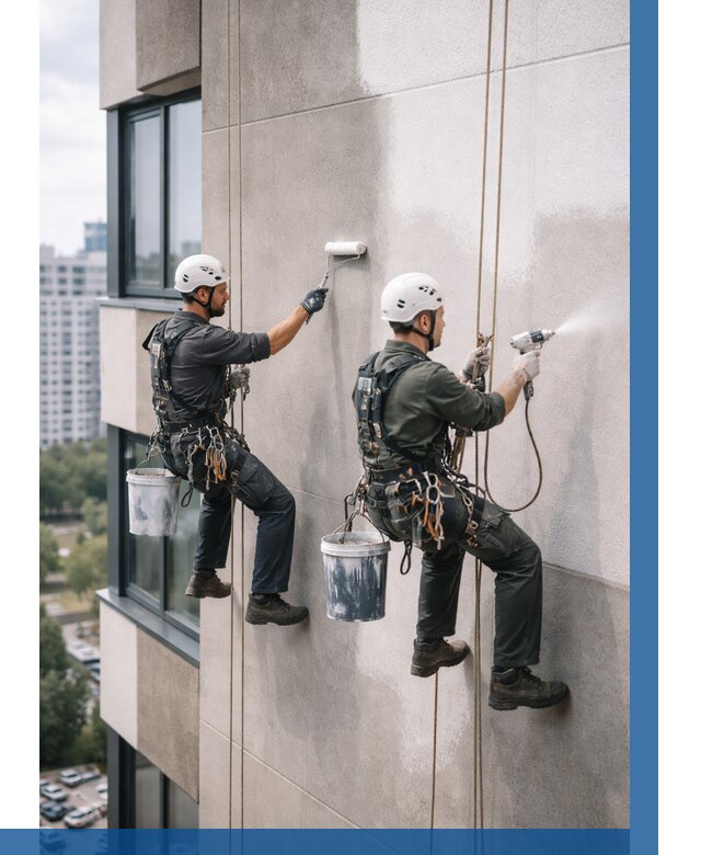 Покраска фасада альпинистами в Находке от 309 р. | ВЫСОТНИК-Нхд