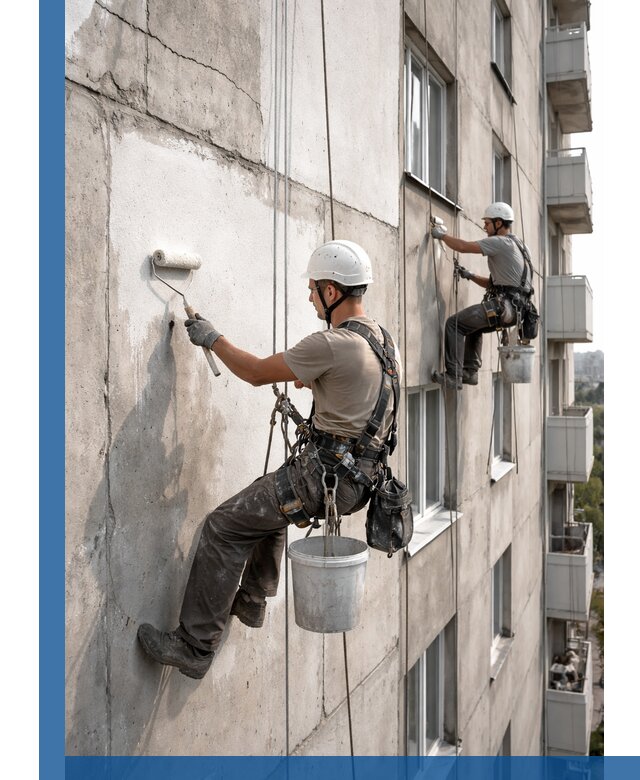 Покраска бетонного фасада в Находке для жилых и промышленных объектов