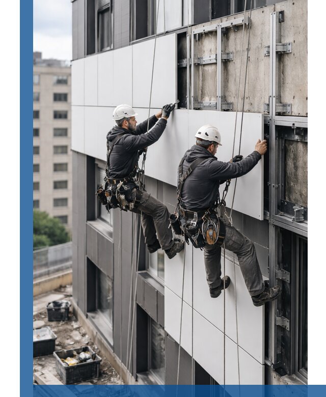 Монтаж композитных панелей фасада в Находке под ключ