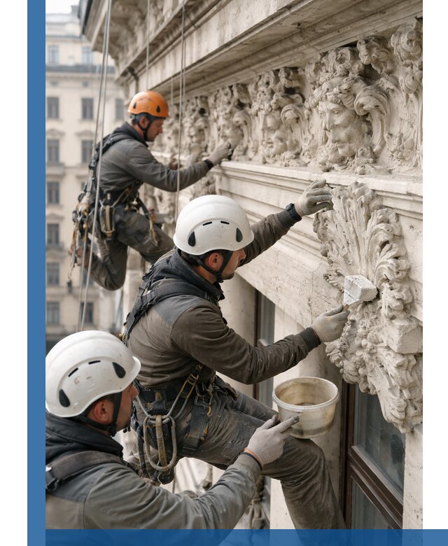 Реставрация фасадной лепнины с высотными работами в Находке