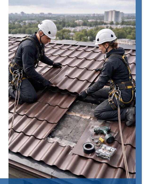 Ремонт металлочерепицы на крыше в Находке от 928 р. | ВЫСОТНИК-Нхд