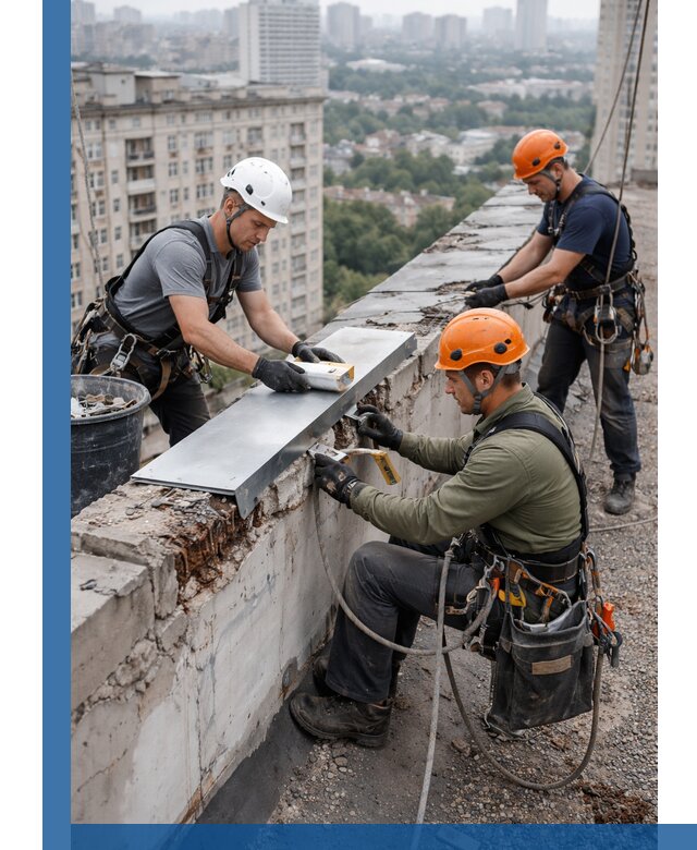 Ремонт парапета на кровле в Находке, высотные работы с гарантией