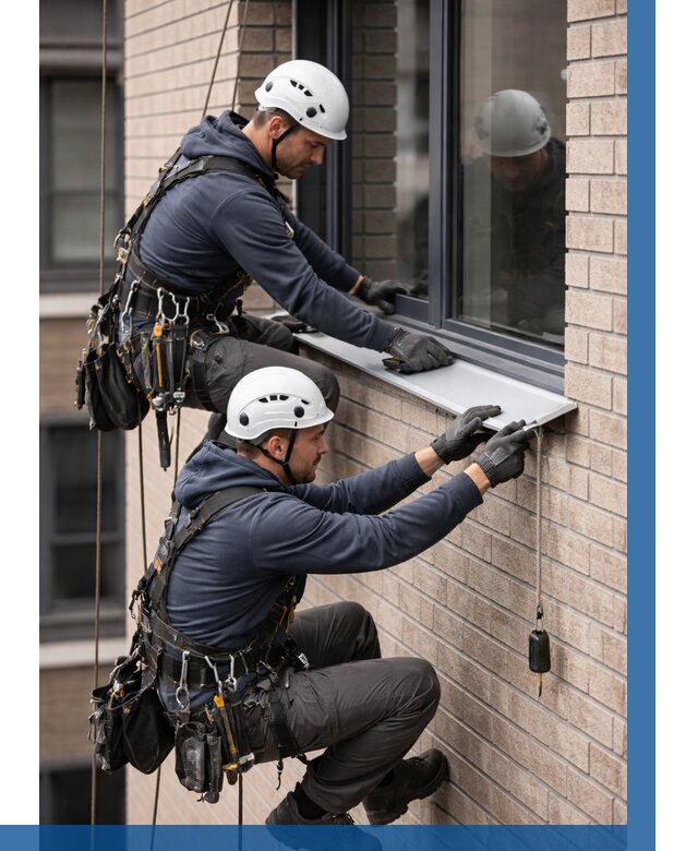 Монтаж оконных отливов под ключ в Находке от 3610 р. | ВЫСОТНИК-Нхд