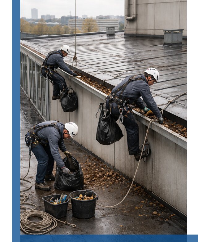 Очистка кровли по периметру в Находке силами промышленных альпинистов