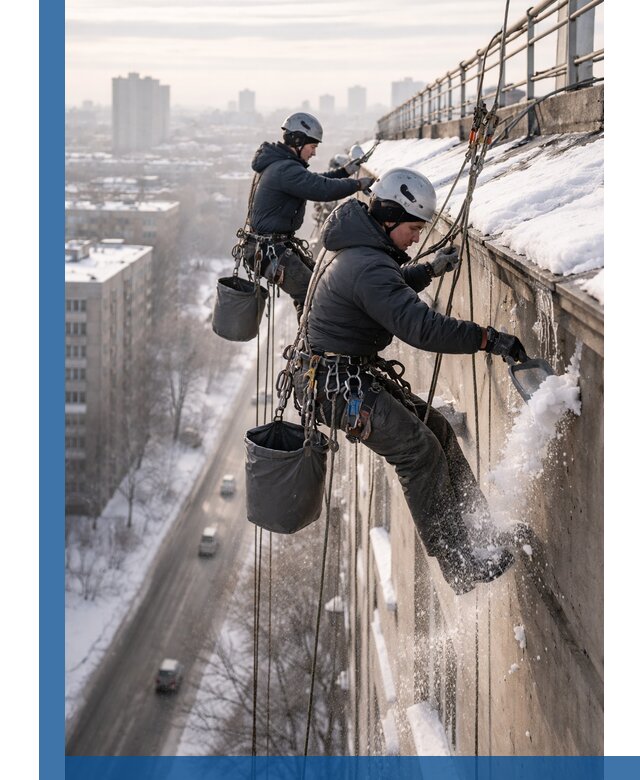 Очистка карнизов от снега в Находке профессионально и безопасно