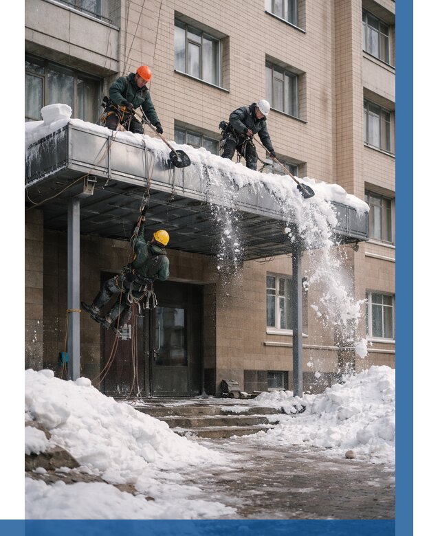 Очистка козырьков от снега в Находке от 3610 р. | ВЫСОТНИК-Нхд