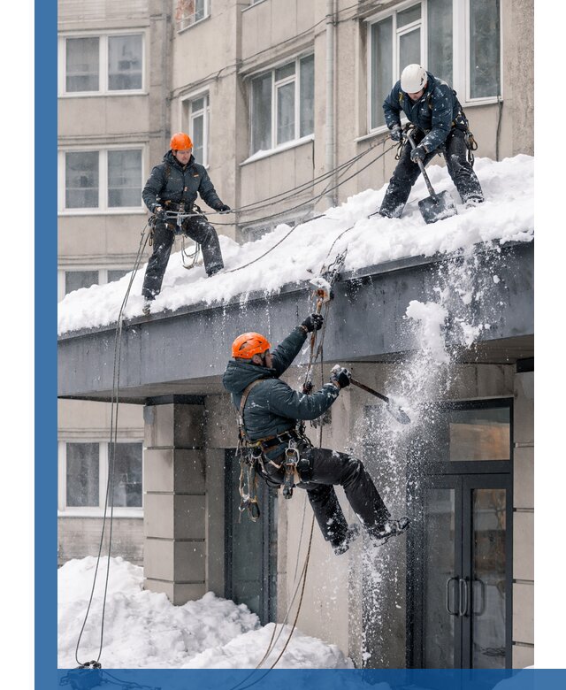 Безопасная очистка навесов от снега в Находке круглогодично