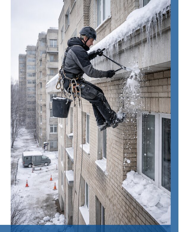 Удаление наледи с карнизов в Находке от 361 р. | ВЫСОТНИК-Нхд