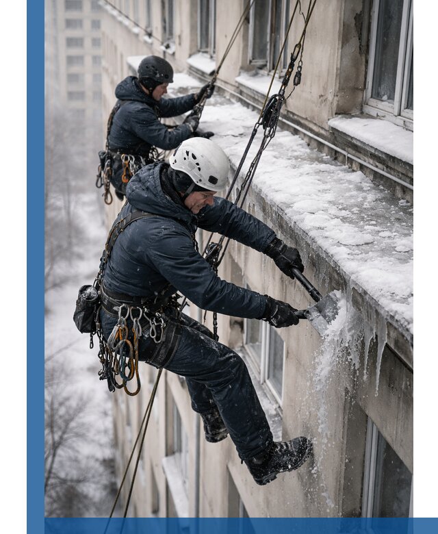 Удаление наледи и сосулек с карнизов в Находке профессионально