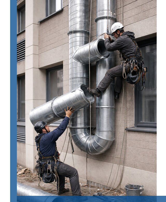 Монтаж фасадных воздуховодов в Находке с герметизацией и крепежом