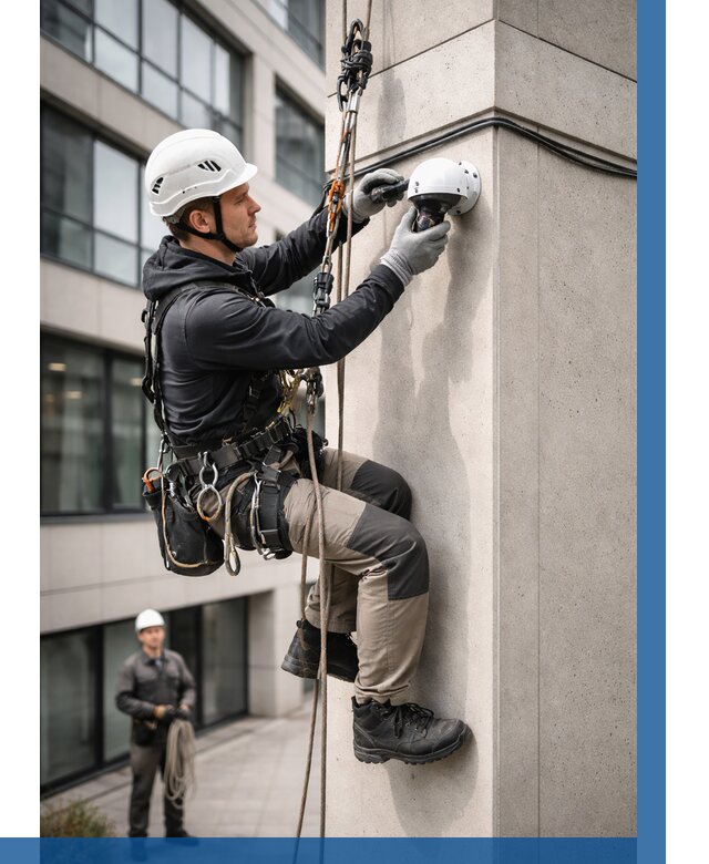 Монтаж камер видеонаблюдения на фасаде в Находке от 8768 р.-ВЫСОТНИК-Нхд