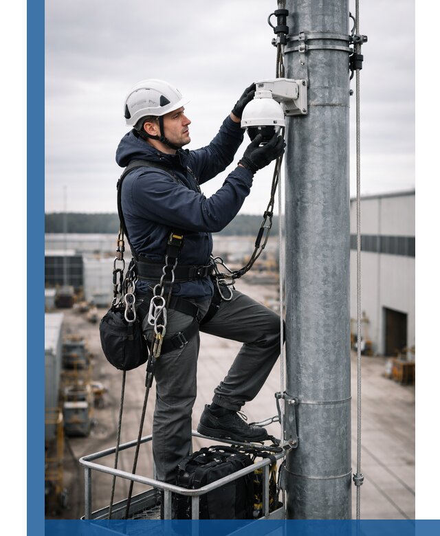 Профессиональная установка видеокамер на мачте в Находке