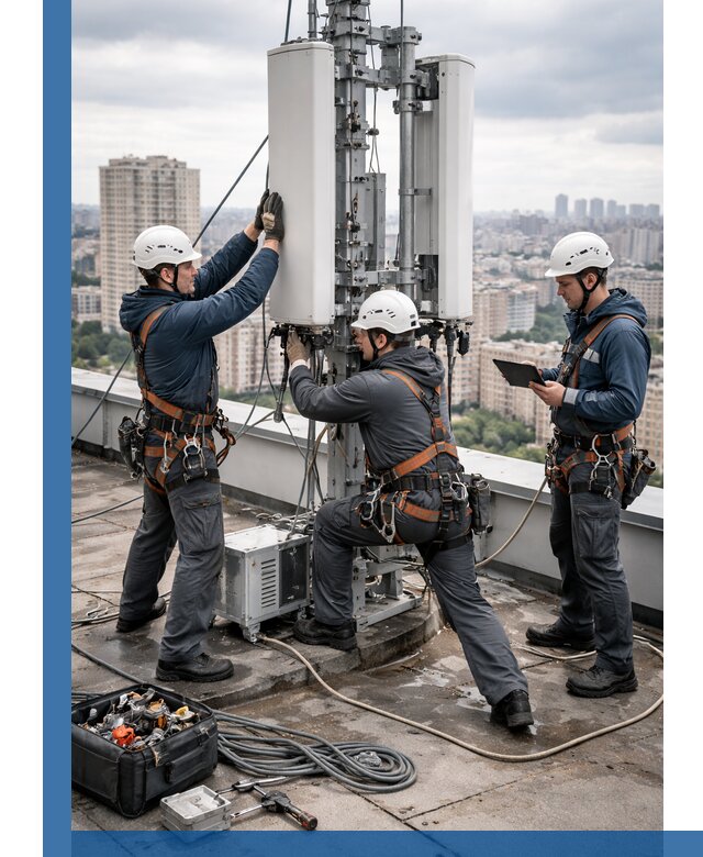 Монтаж антенн связи на крыше в Находке с вводом в эксплуатацию