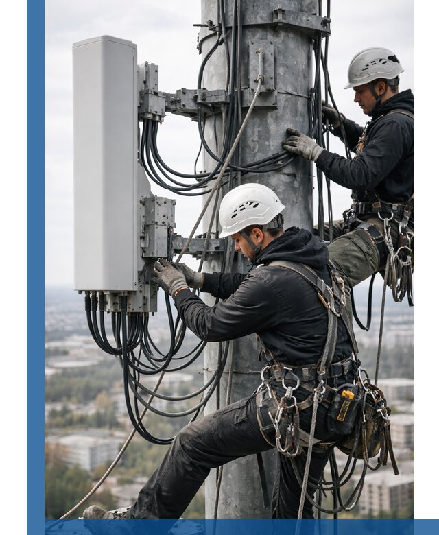 Монтаж оборудования связи на мачте в Находке с пусконаладкой