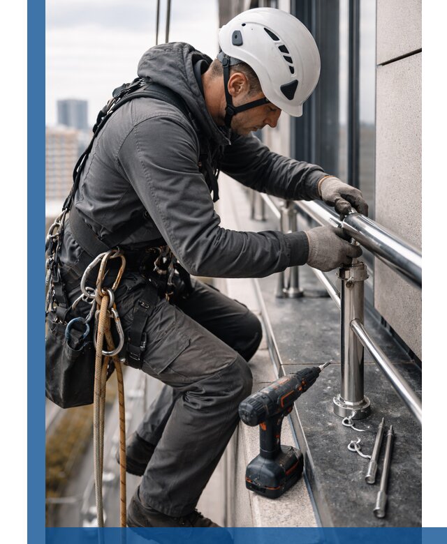 Монтаж ограждений на высоте в Находке для зданий и конструкций