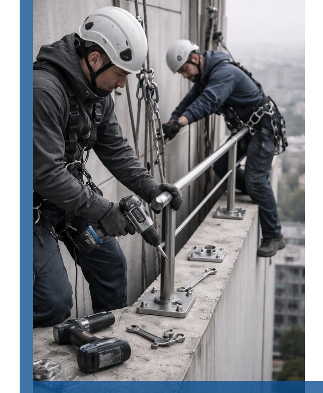 Монтаж перил на высоте в Находке для жилых и промобъектов