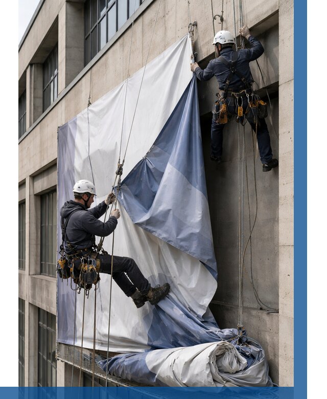 Демонтаж баннеров с фасада в Находке от 4642 р. | ВЫСОТНИК-Нхд