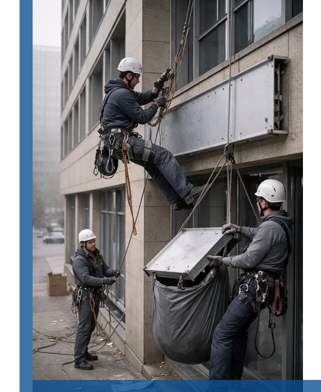 Демонтаж рекламной вывески с высотными работами в Находке