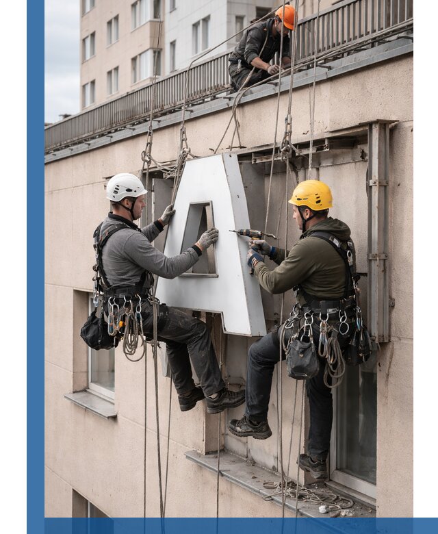 Ремонт и восстановление наружных вывесок на высоте в Находке