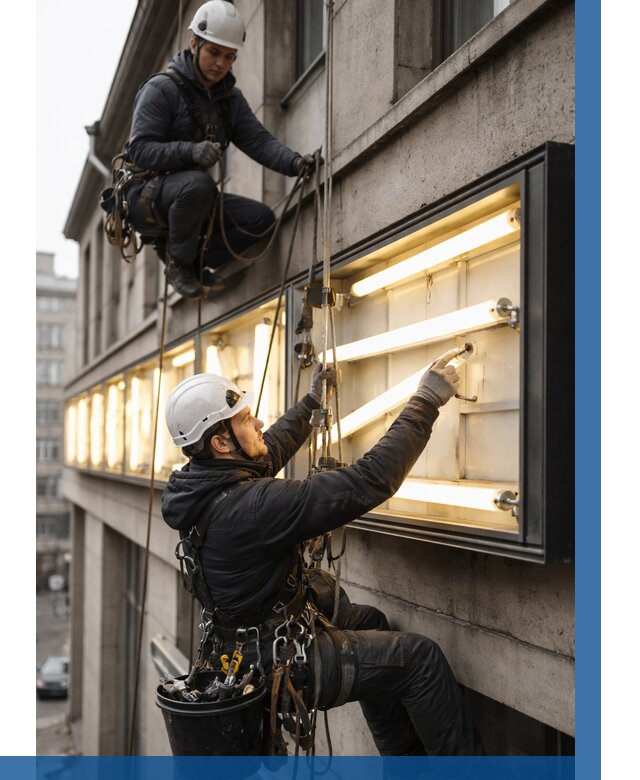 Замена ламп в вывеске в Находке под ключ от 3610 р. | ВЫСОТНИК-Нхд