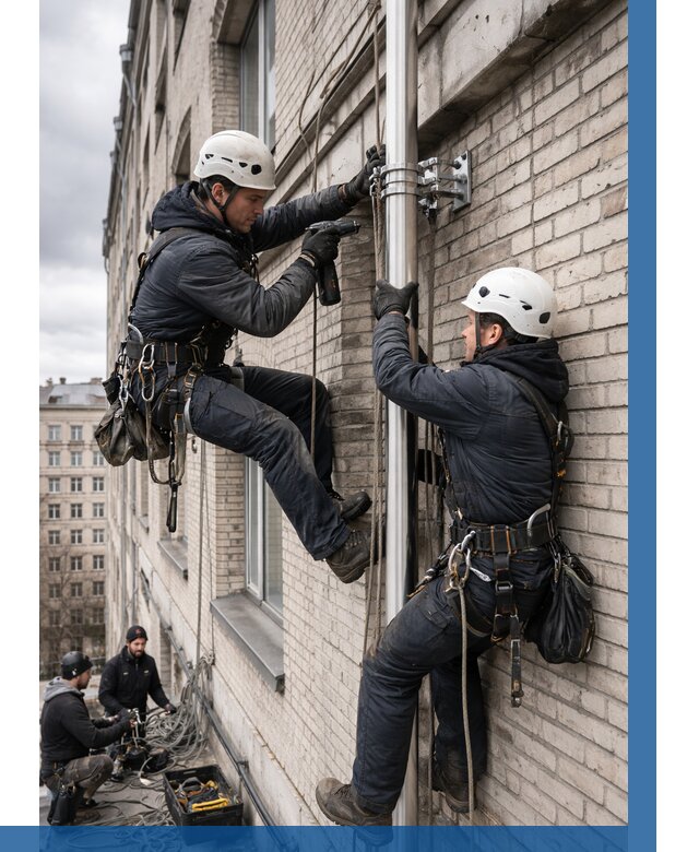 Монтаж флагштока на здании в Находке от 6705 р. | ВЫСОТНИК-Нхд