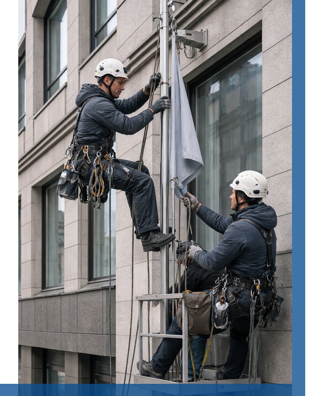 Установка флагов на фасаде в Находке от 4642 р. | ВЫСОТНИК-Нхд