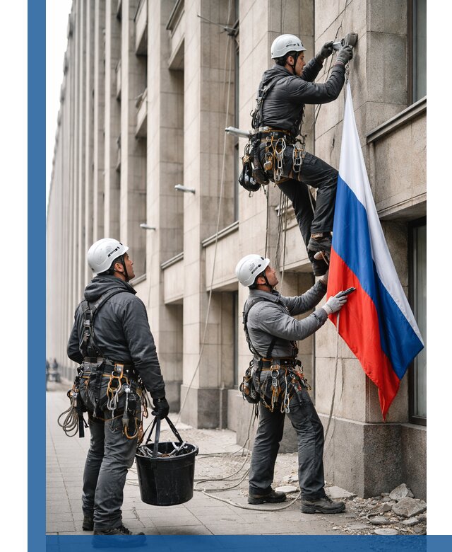 Профессиональная установка флагов на фасаде в Находке