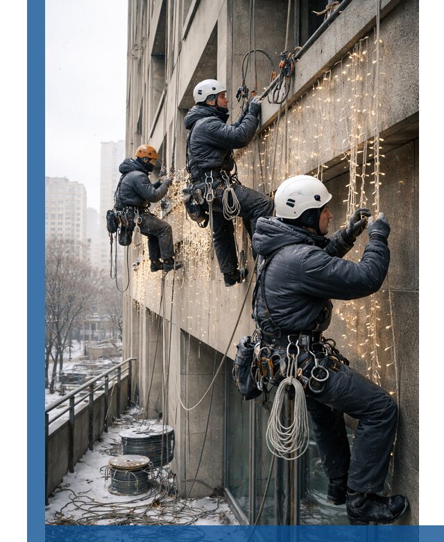 Монтаж новогодней иллюминации и украшение фасадов в Находке