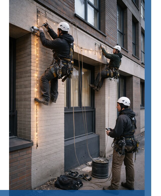 Монтаж гирлянд на фасаде в Находке от 3610 р. | ВЫСОТНИК-Нхд