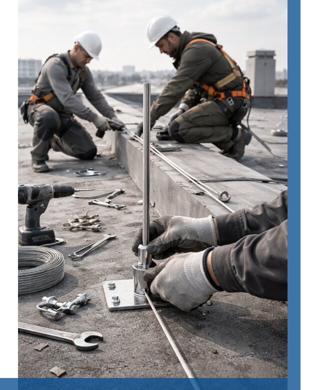 Монтаж молниезащиты на кровле в Находке цена от 25788 р. | ВЫСОТНИК-Нхд