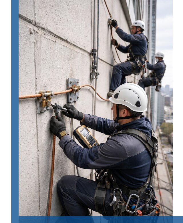 Монтаж системы заземления здания и молниезащиты в Находке