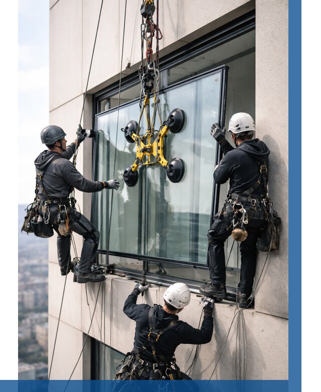 Монтаж стеклопакетов на высоте в Находке от 3301 р. | ВЫСОТНИК-Нхд