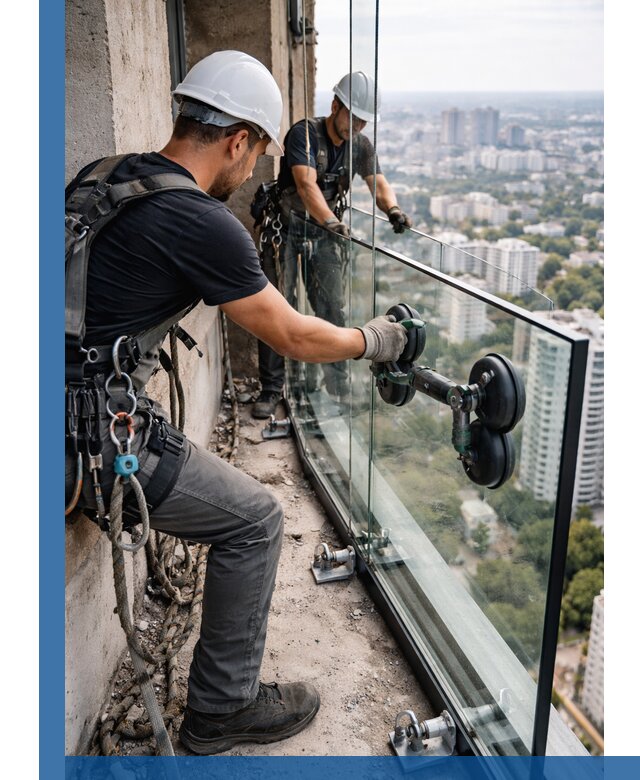 Монтаж стеклянных ограждений под ключ с гарантией в Находке