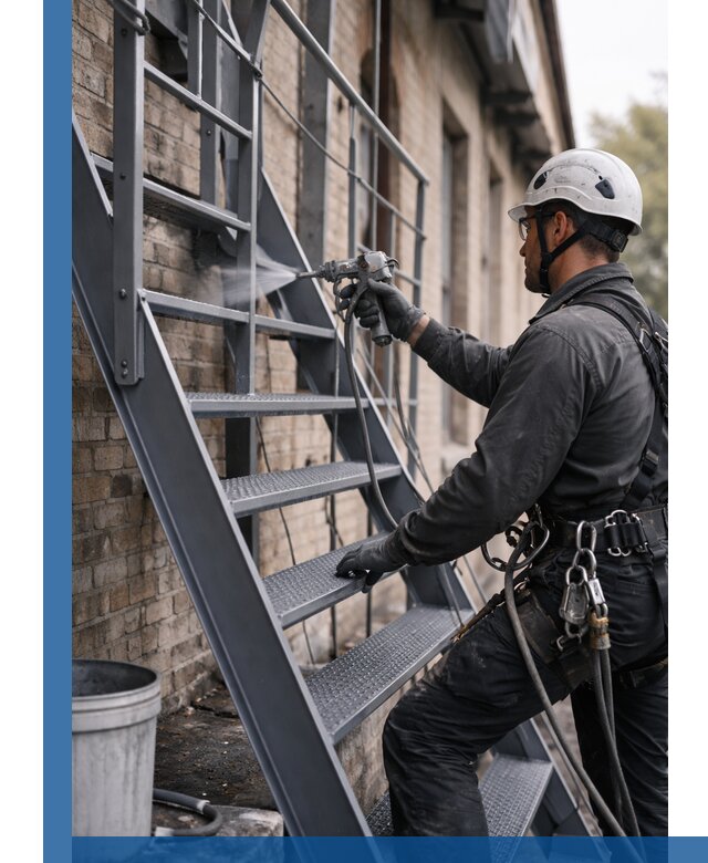 Покраска и антикоррозионная защита пожарных лестниц в Находке