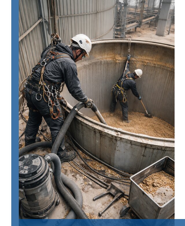 Профессиональная чистка зерновых бункеров в Находке с выездом