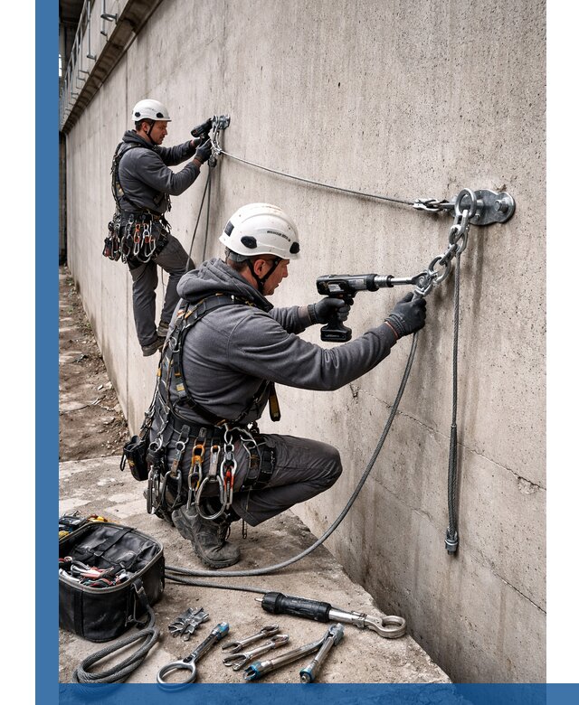 Монтаж анкерных линий высотной безопасности в Находке